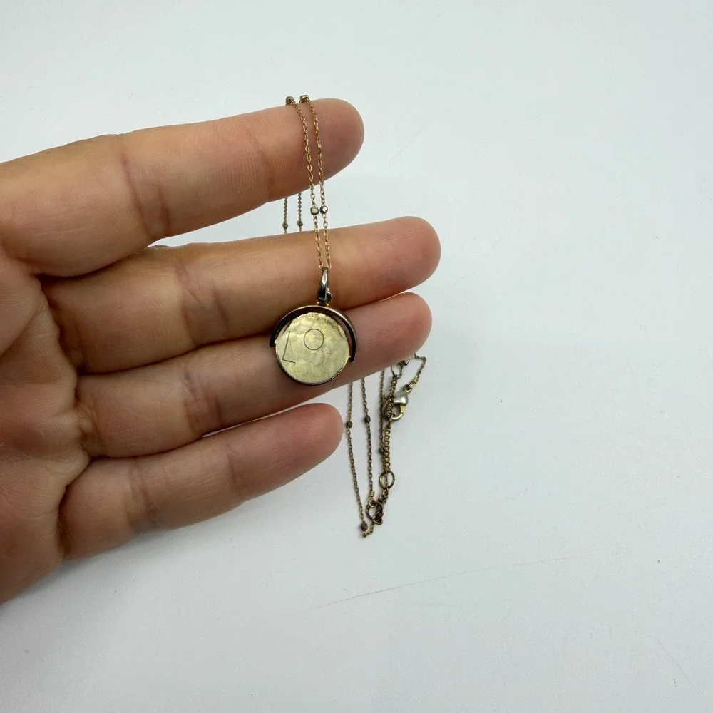 Serefina Gold-Tone Spinner Pendant Necklace Dainty Chain Layering Boho Accessory